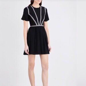 Maje Risea Black Viscose Dress Size 1 | Fit & Flare Mini | Parisian Chic